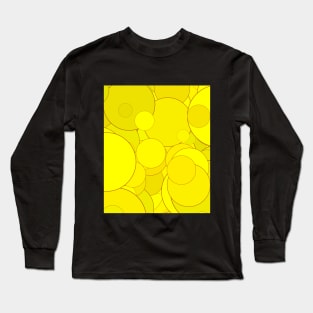 Bright Yellow Overlapping Circles Random Pattern Long Sleeve T-Shirt